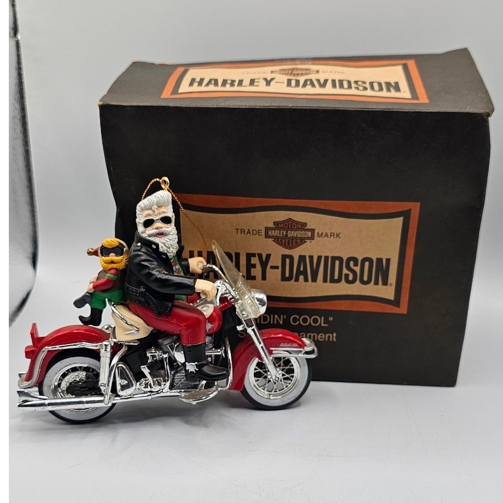 Harley-Davidson Christmas‎ Ornament Lot of 3 Ridin Cool Santa Motorcycle Boxed